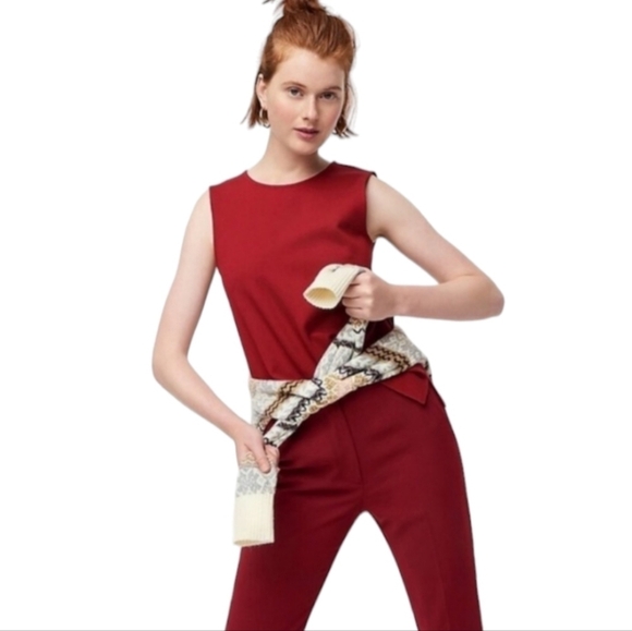 J.Crew Maroon Jeweled button-back ponte top Size S - Picture 3 of 11